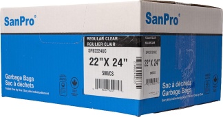 SanPro® Clear Polyethylene Garbage Bags 22'' x 24'' CS/500.